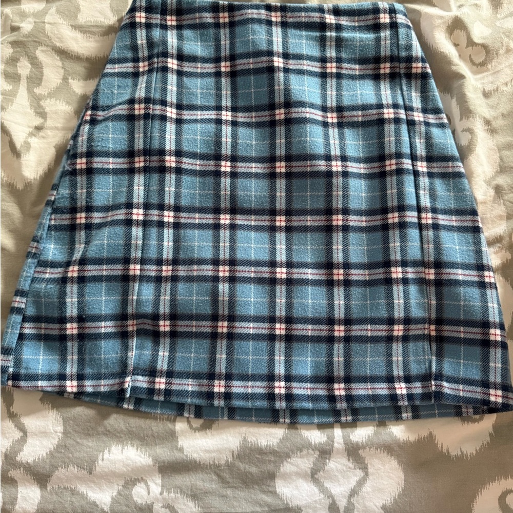 Brandy Melville Blue Black A-Line Pleated Skirt